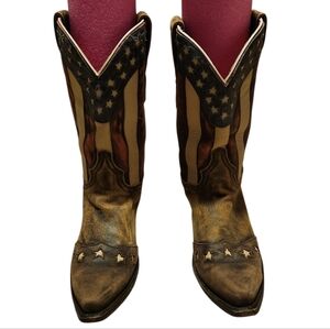 Women's Size 8 Dan Post Liberty American Flag Leather Snip Toe Cowboy Boots